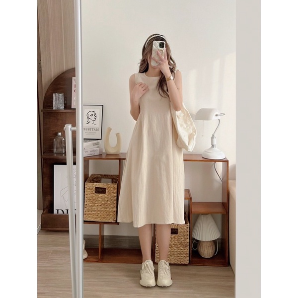 [Ảnh thật/Video] Đầm babydoll sát nách chocopie Hàn Quốc dáng dài Đầm đũi mềm Quảng Châu