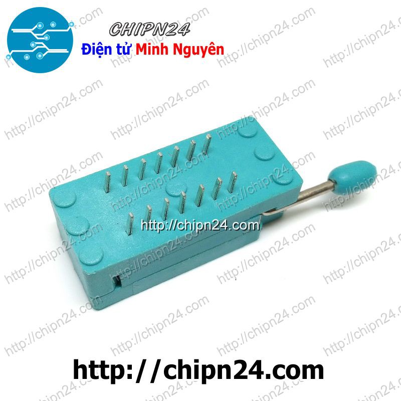 [1 CÁI] ĐẾ ZIF 14P (DIP14) (Màu Xanh, có cần gạt)