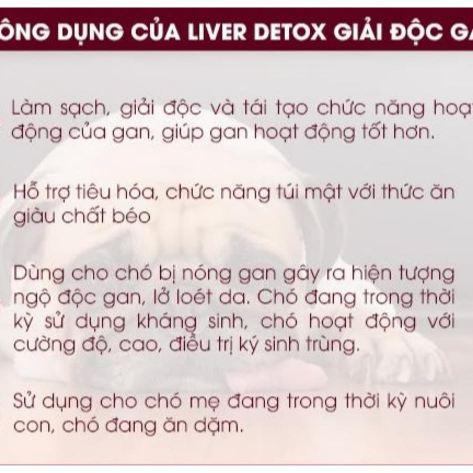 LIVER DETOX HỖ TRỢ VÀ GIẢI ĐỘC GAN CHO CHÓ 120 viên