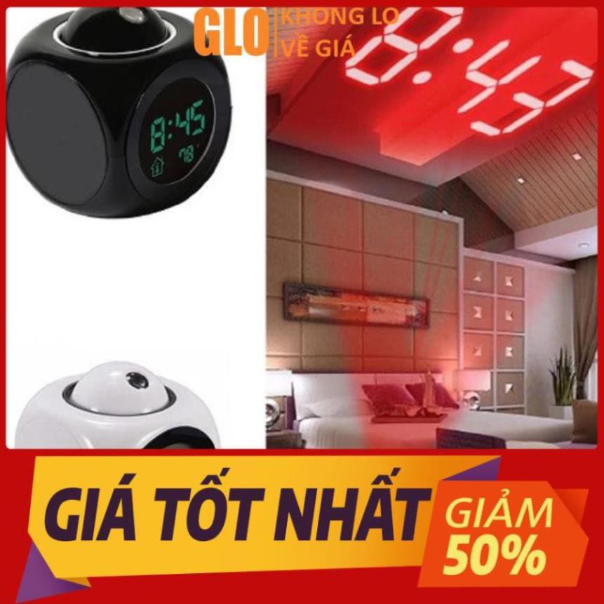 Đồng Hồ Báo Thức Hiển Thị Giờ, Nhiệt Độ Có Giọng Nói, Tích Hợp Đèn Led Chiếu Lên Tường Độc Đáo