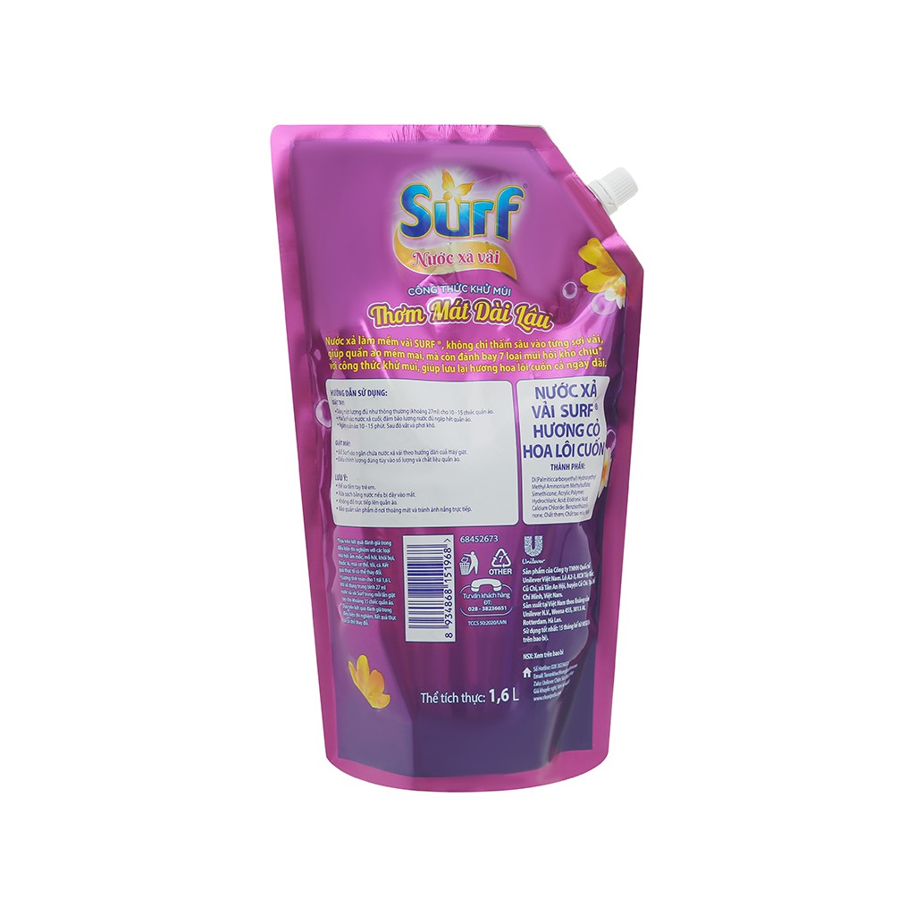 Nước xả vải Surf hương cỏ hoa lôi cuốn túi 1.6 lít