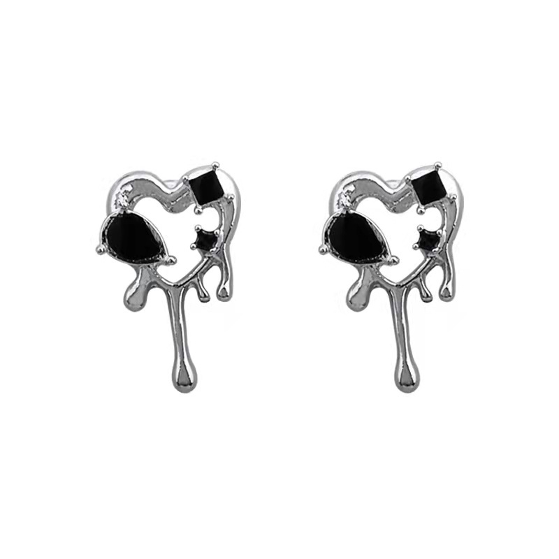 Đôi khuyên tai DODDER hình trái tim màu bạc thời trang cho nữ