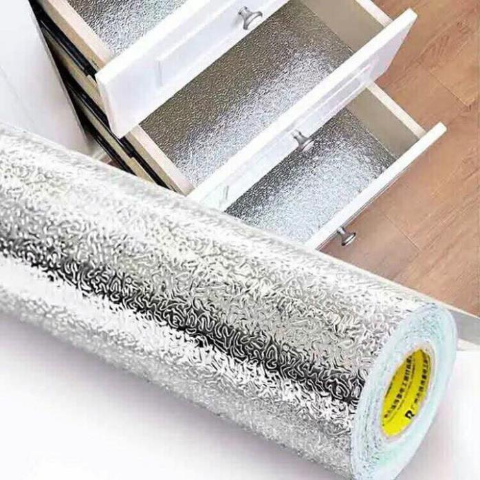 Decal dán bếp tráng nhôm cách nhiệt màu bạc 300x61cm lau chùi sạch sẽ ( tuyển khách sỉ)