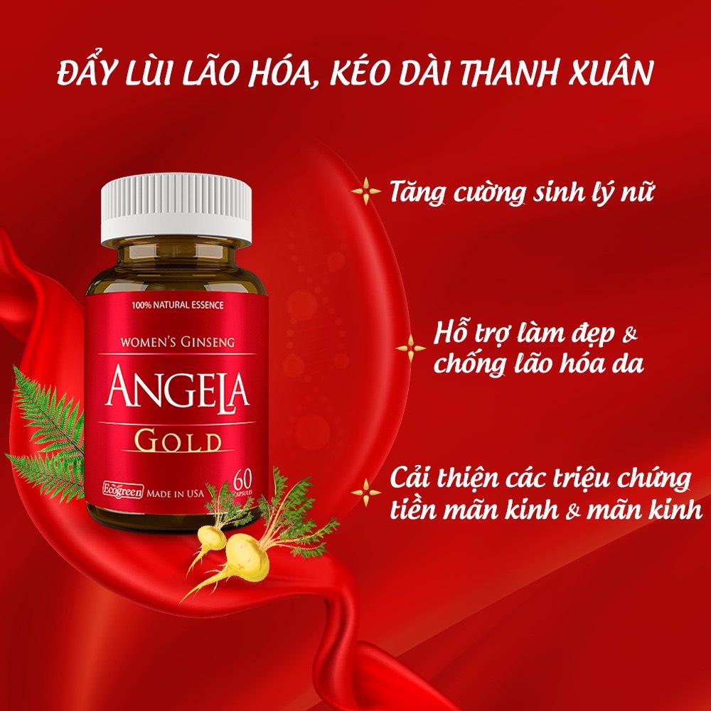 SÂM ANGELA GOLD 60 Viên   CHÍNH HÃNG - Hỗ trợ tăng cường sức khoẻ- Sắc đẹp và Sinh lý nữ
