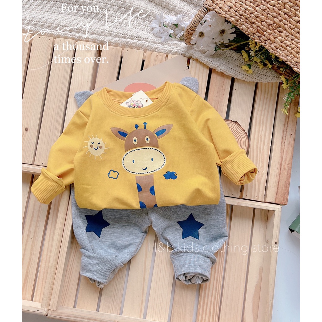 Bộ nỉ da cá cho bé trai, bé gái, set bộ thu đông cho trẻ em từ 6kg đến 17kg