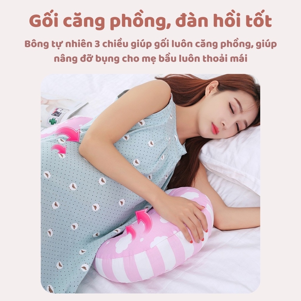 GỐI BẦU CÁNH TIÊN GIÚP GIẢM ĐAU MỎI LƯNG ĐỠ BỤNG CHO MẸ BẦU CÓ 1 GIẤC NGỦ NGON 100% COTTON - GỐI ÔM BÀ BẦU