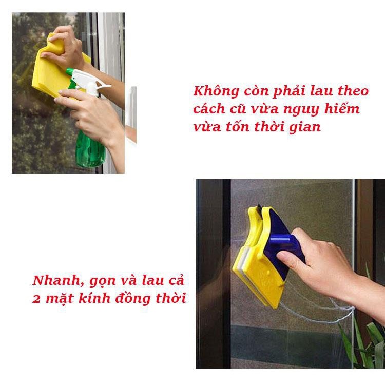 [FREE SHIP] Dụng Cụ Lau Kính Nam Châm 2 Mặt