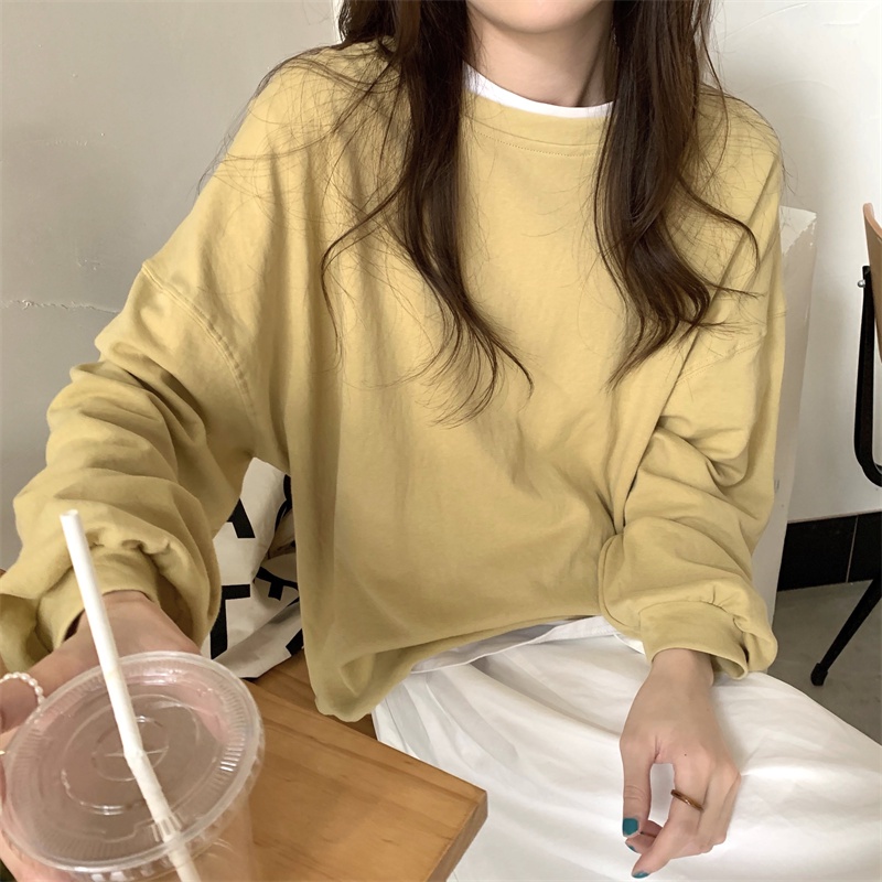 NRVP Áo thun nữ dài tay dáng rộng thời trang Hàn Quốc