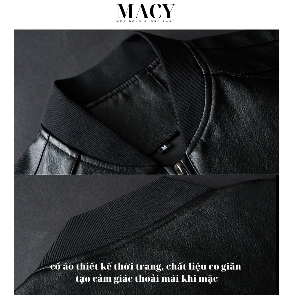 Áo khoác da nam Macy ADMACY2, áo bomber cao cấp