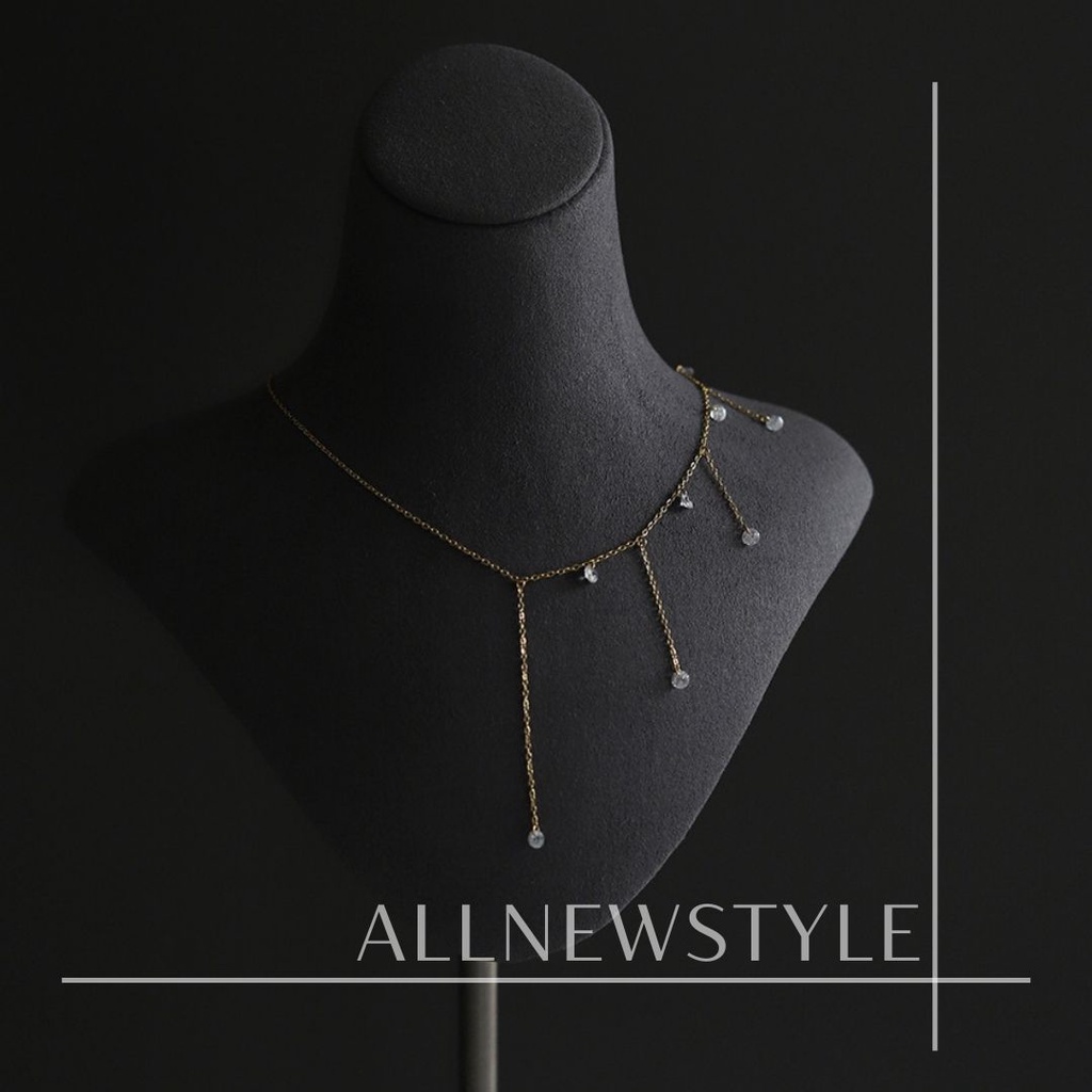 Vòng cổ sao rơi Allnewstyle Thép và đá Zircon thiết kế lệch sang trọng