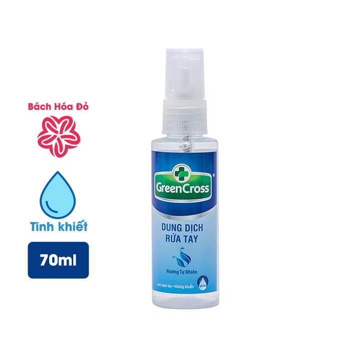 Dung dịch rửa tay khô GREEN CROSS chai 70ml - Hương Tự Nhiên