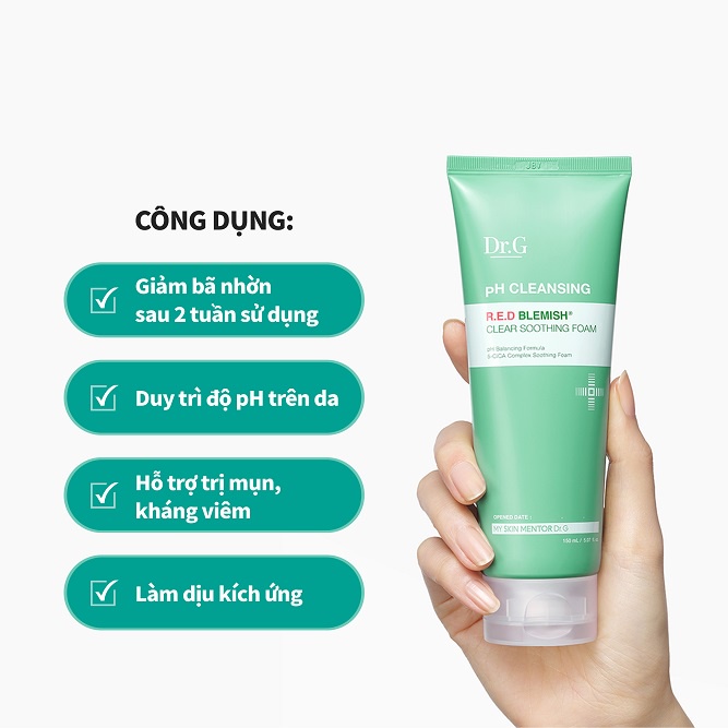Dr.G Sữa rửa mặt pH Cleansing R.E.D Blemish Clear Soothing Foam 150ml