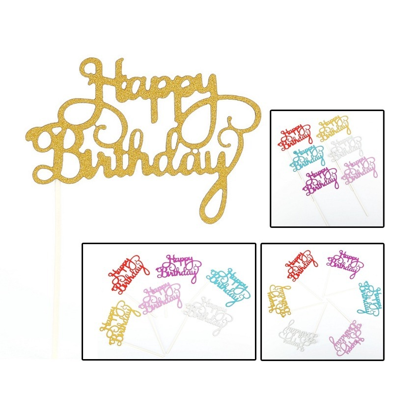 Phụ kiện cắm trang trí bánh kem sinh nhật hình chữ Happy Birthday