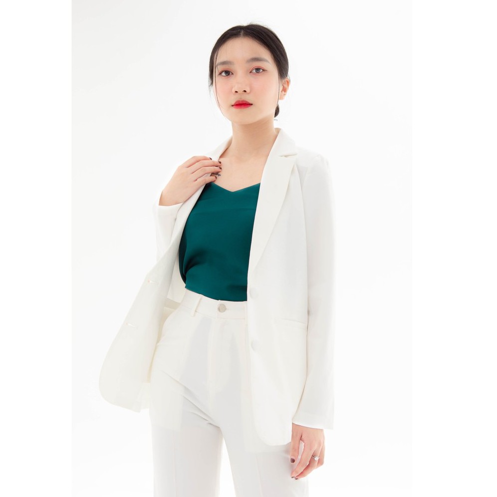 Áo vest nữ blazer KHÀN áo khoác blazer vest nữ trắng tà bầu công sở tay dài 1 lớp phong cách Hàn Quốc