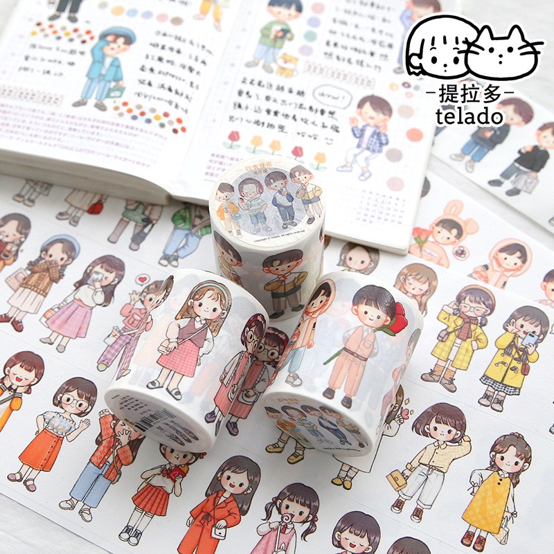 Sticker Washi Tape Hình Cô Gái Dễ Thương Lẻ 10 Bé Gái Dễ Thương
