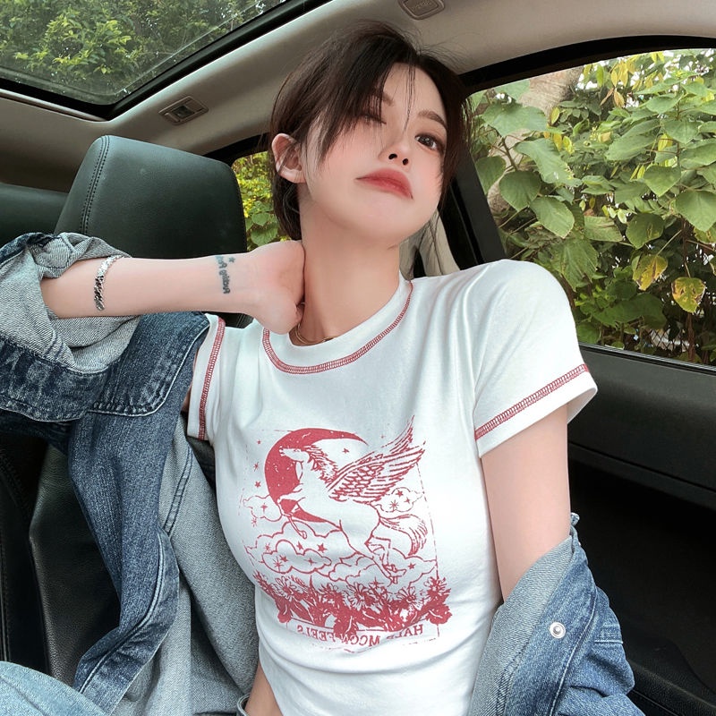 Áo Thun Lửng Tay Ngắn Phong Cách Hàn Quốc Dành Cho Nữ