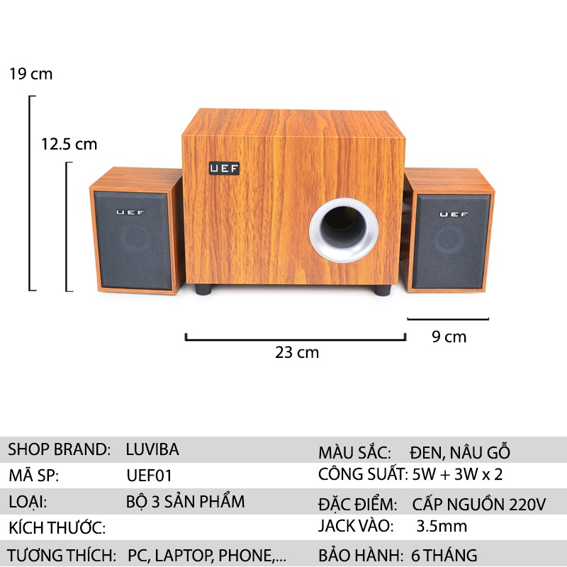 Loa máy tính Luviba, loa máy vi tính để bàn mini cây bass mạnh để bàn mini đẹp chất có dây giá rẻ EF2201