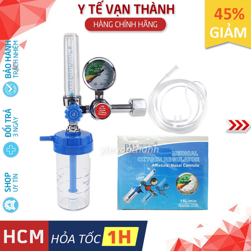 ✅ Đồng Hồ Oxy Y Tế Greetmed / PA Medical (Có Bình Tạo Ẩm) -VT0055