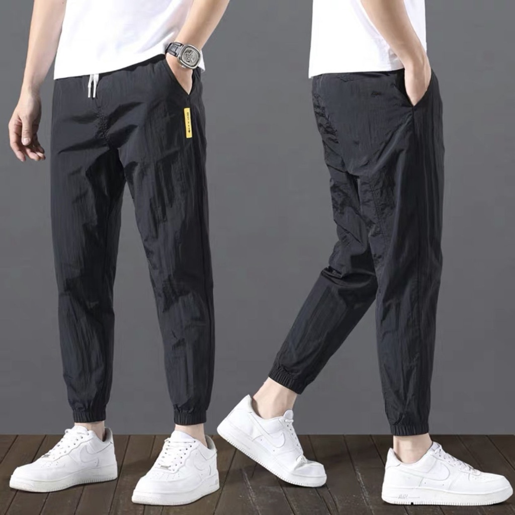 Ice silk pants thin air conditioning Korean slim casual pants large size Leggings