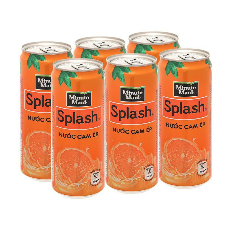 Nước cam ép minute maid splash lốc 6 lon 320ml