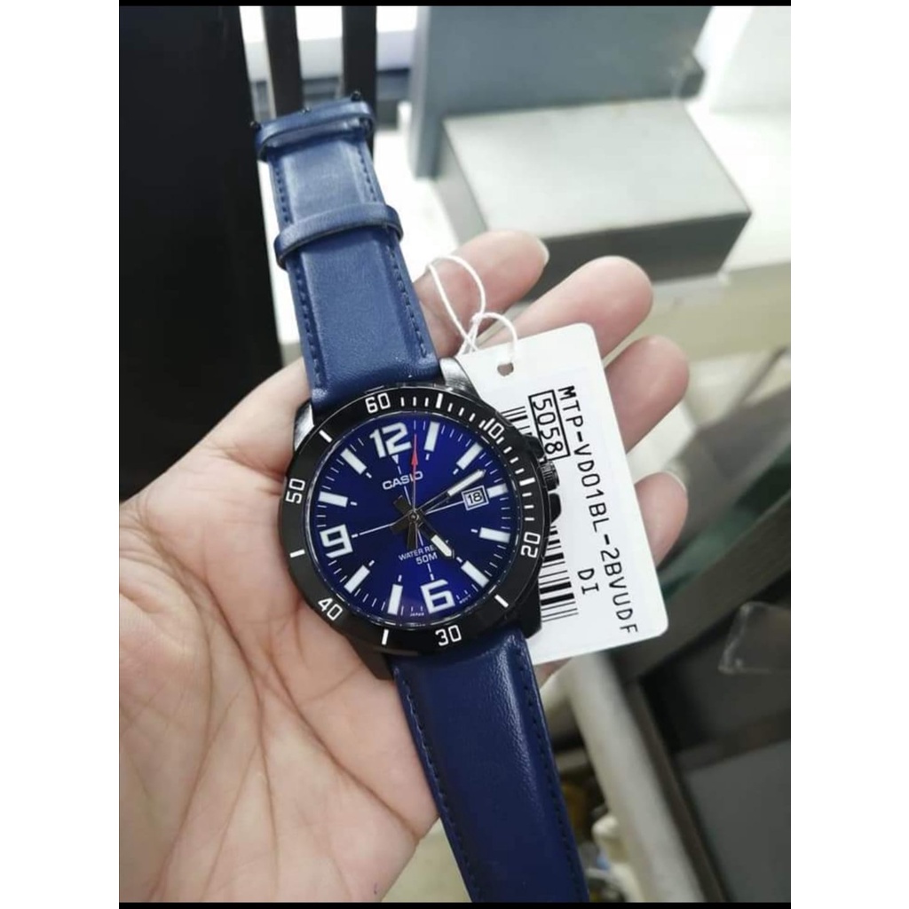Đồng hồ nam dây da Casio Anh Khuê MTP-VD01BL-2BVUDF