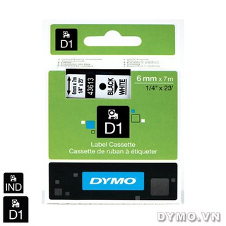 Nhãn in đa năng Dymo (D1) nhựa Polyester 6mm x 7m – (Đen/Trắng)