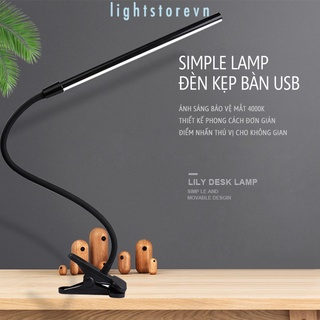 Đèn bàn làm việc, đọc sách LILY SIMPLE LED chống cận đèn học kẹp bàn phong cách hiện đại nguồn USB DB06