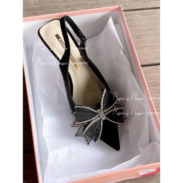 Giày cao gót nơ viền đá