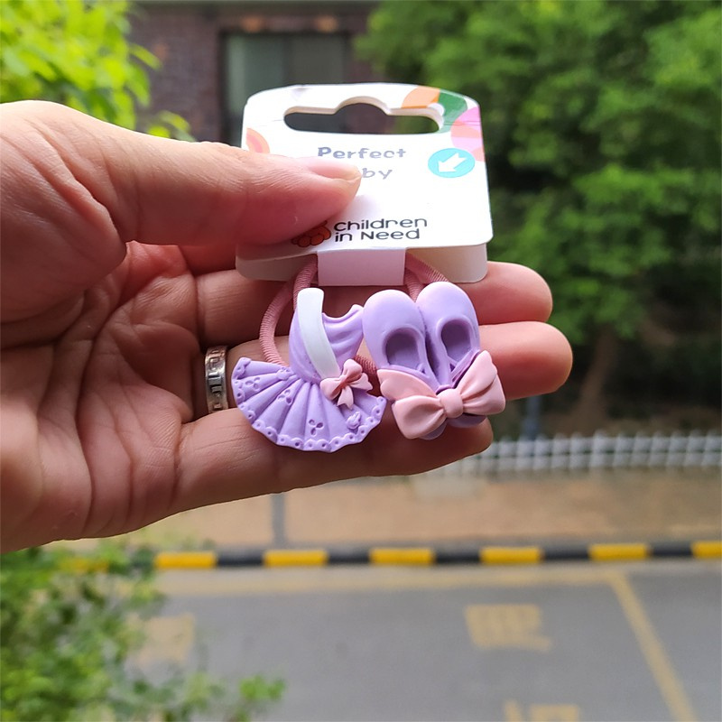 Set 2 dây buộc tóc co giãn thiết kế xinh xắn đáng yêu dành cho bé gái