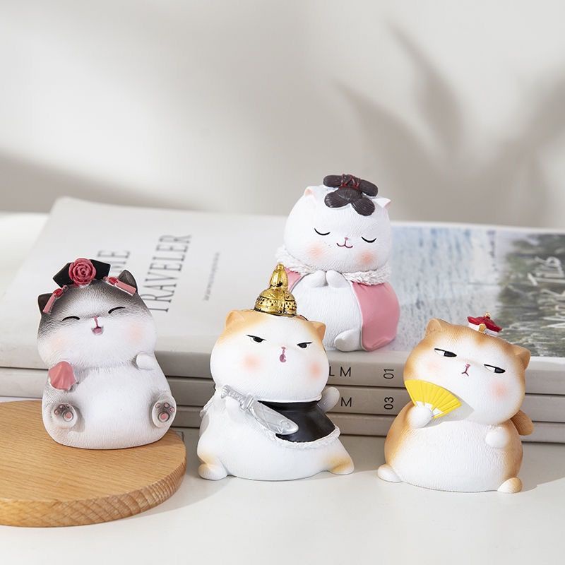 Set mô hình 4 mèo Hoàng Cung cute dễ thương , trang trí góc làm viêc , taplo ô tô và quà tặng crush