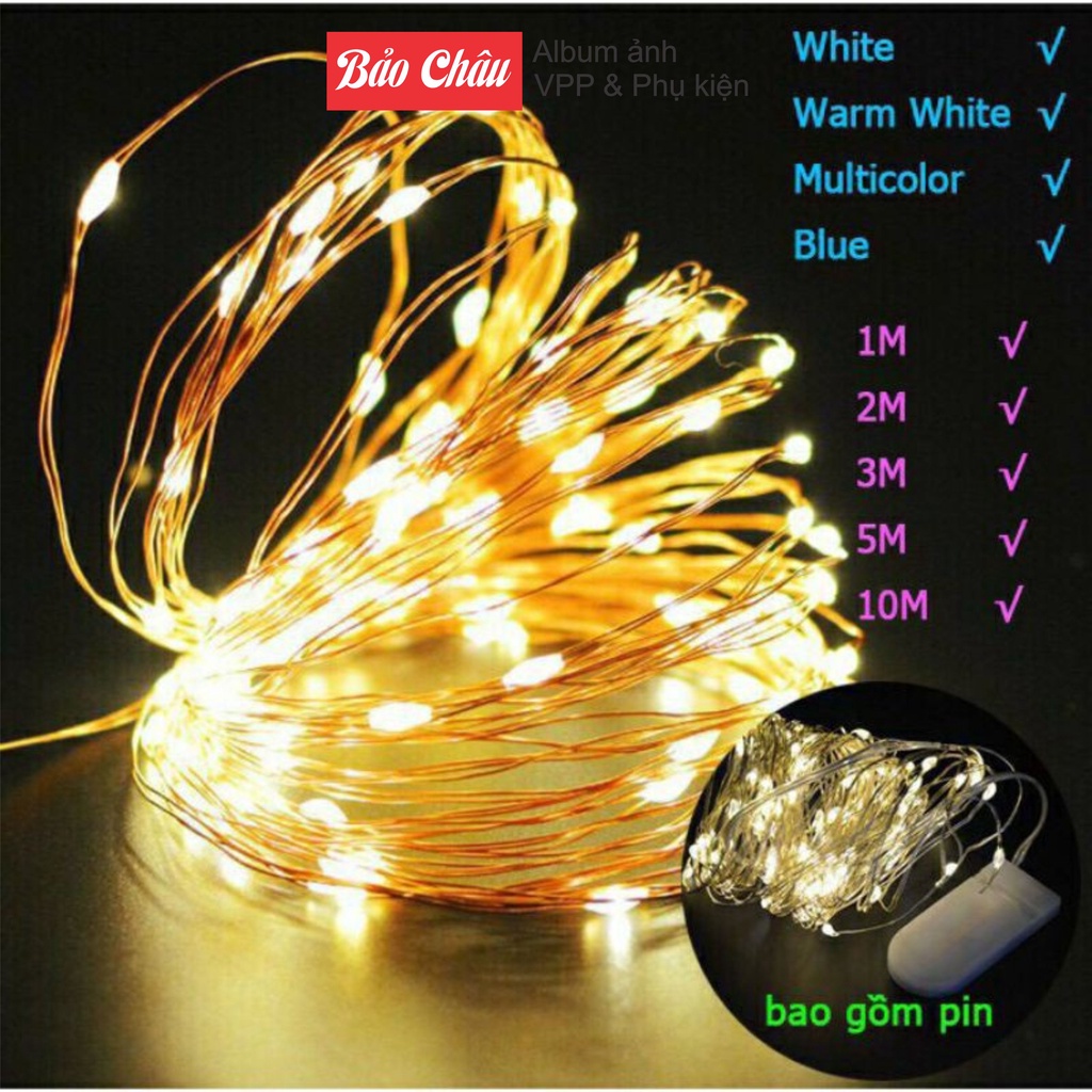 Đèn led Dài 5m Gồm 50 Đèn LED Chạy Bằng Pin Dùng Trong Nhà Và Ngoài Trời ( có tặng kèm pin sẵn)