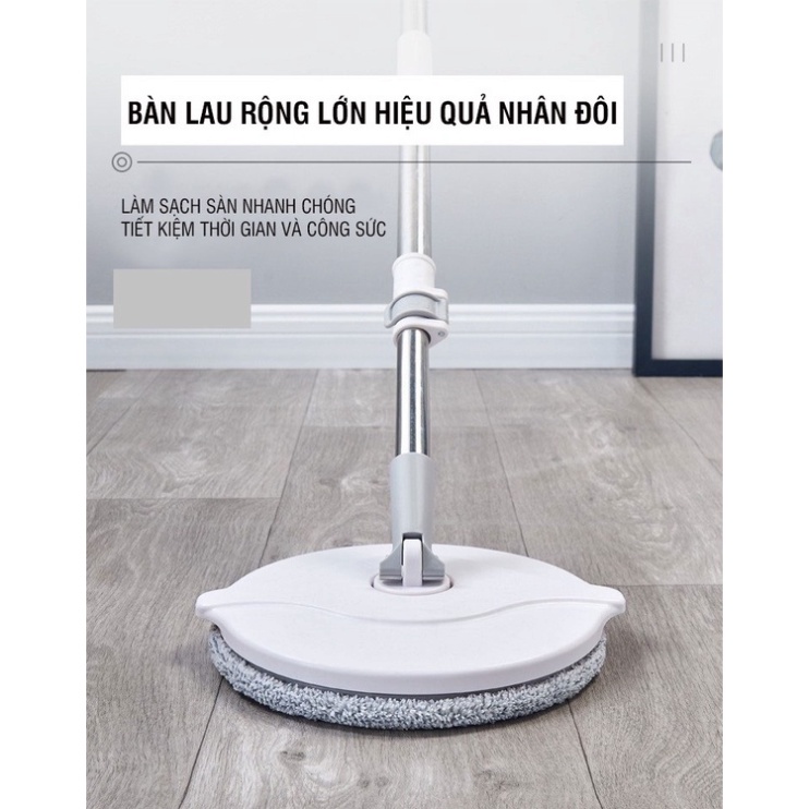 Bộ lau nhà thông minh K8 thùng vắt xoay tròn nhựa PP, Cán inox dài 134cm, miếng lau 25cm bachhoaonline