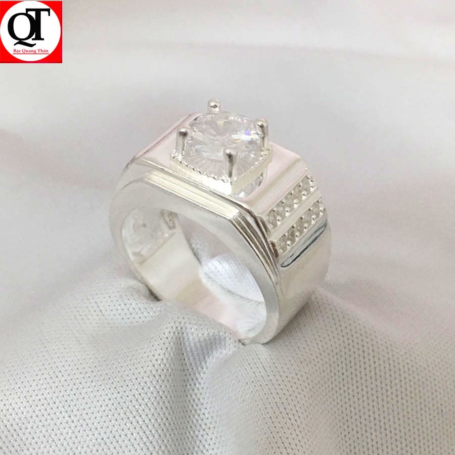 Nhẫn nam bản nhỏ ổ cao phong cách Hàn Quốc chất liệu bạc ta trang sức Bạc Quang Thản - QTNA61