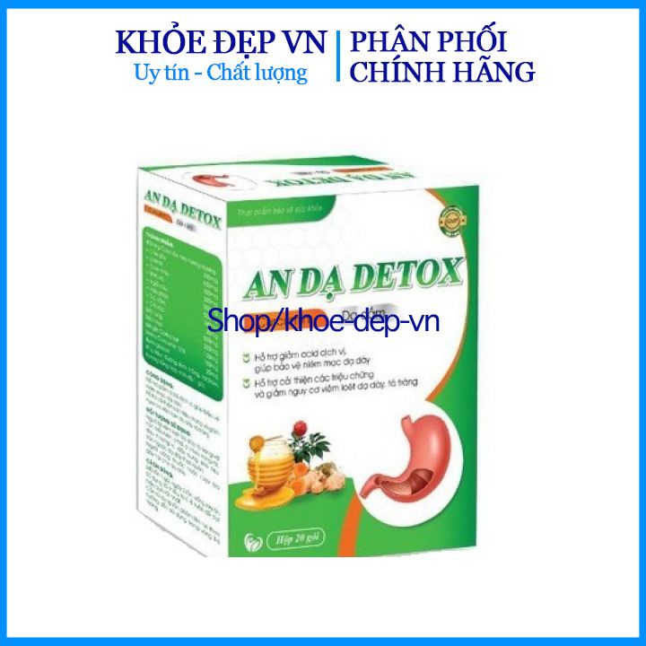 Curcumin An Dạ Detox- Giúp Giảm Nhanh Các Triệu Chứng Viêm Đau Dạ Dày, Viêm Loét Dạ Dày,Tá Tràng-Hộp 20 gói