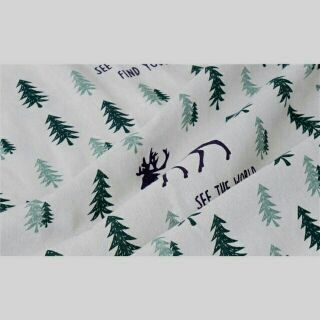 Vải Bố/vải Canvas Cây Thông và con tuần lộc