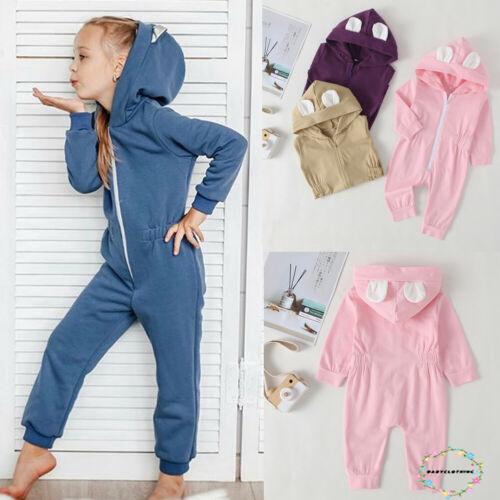 Áo liền quần dài tay có nón trùm đầu màu đơn sắc cho trẻ em