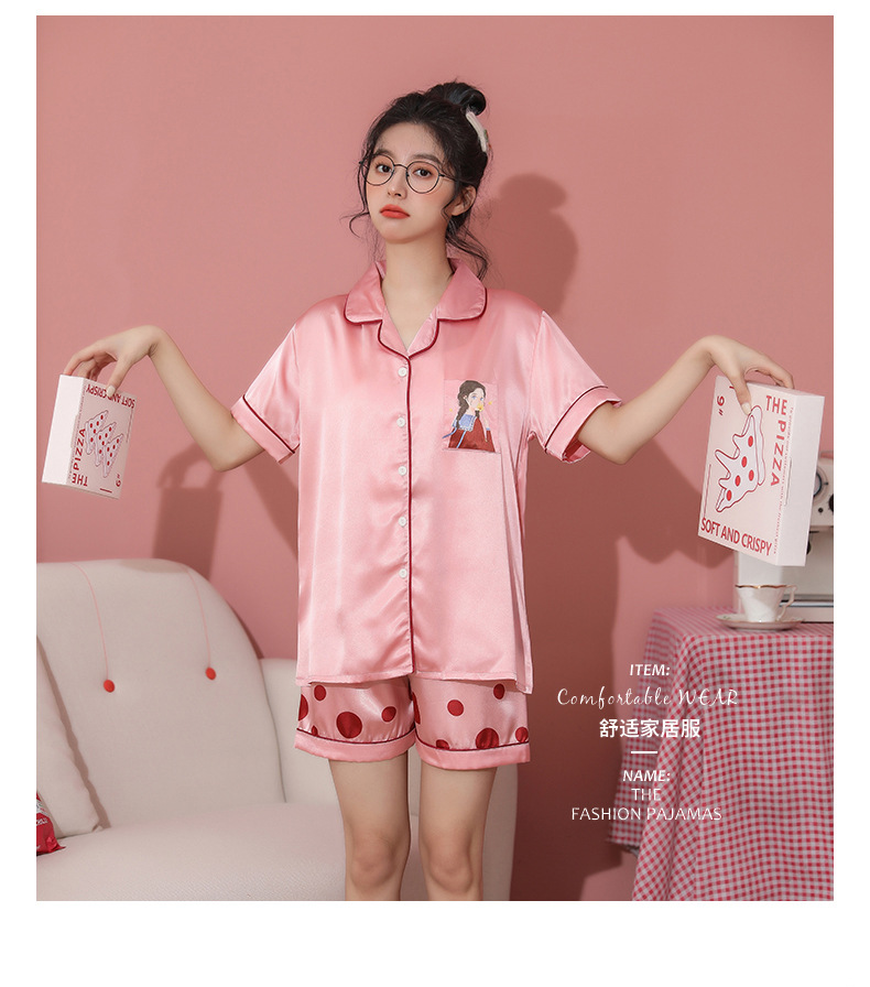 【norns】Bộ Đồ Ngủ Pijama Ngắn Tay In Họa Tiết Dễ Thương Cho Nữ