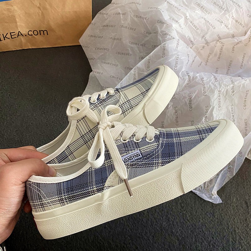 Giày vải canvas cổ thấp đế bằng phong cách Ulzzang cho nữ - Kichi Shoes mã JL6920