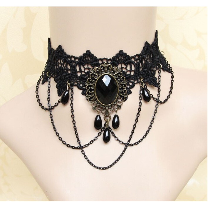 Choker Ren Màu Đen Phong Cách Vintage