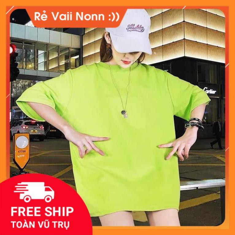 Áo Thun Trơn XANH CHUỐI NEON Basic Tay lỡ Form Rộng Ulzzang