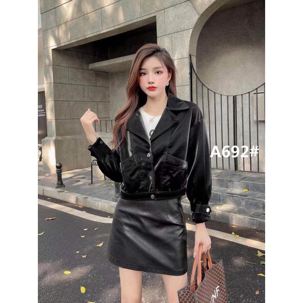 Áo khoác da nhung dáng bomber Hàng Quảng Châu L1