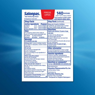 Miếng dán giảm đau Salonpas, 140 miếng