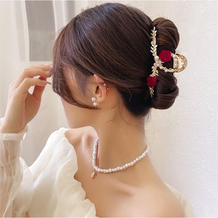 Kẹp Tóc Hình Hoa Đính Ngọc Trai Giả Thời Trang Nữ