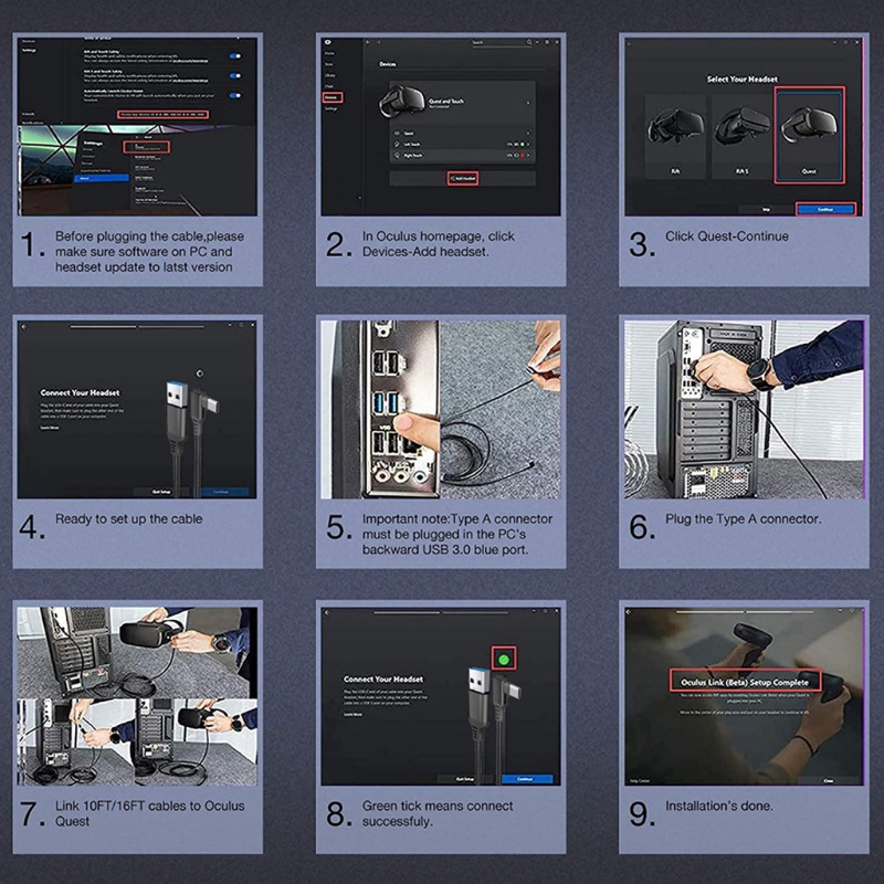 Cáp Sạc Nhanh Truyền Dữ Liệu Tốc Độ Cao Cho Oculus Quest 2