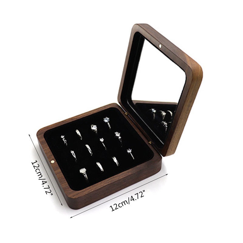 Flgo Hộp Đựng Trang Sức Bằng Gỗ Trơn Cao Cấp Sắp Xếp Gọn Gàng Có Nắp Đậy Và Gương