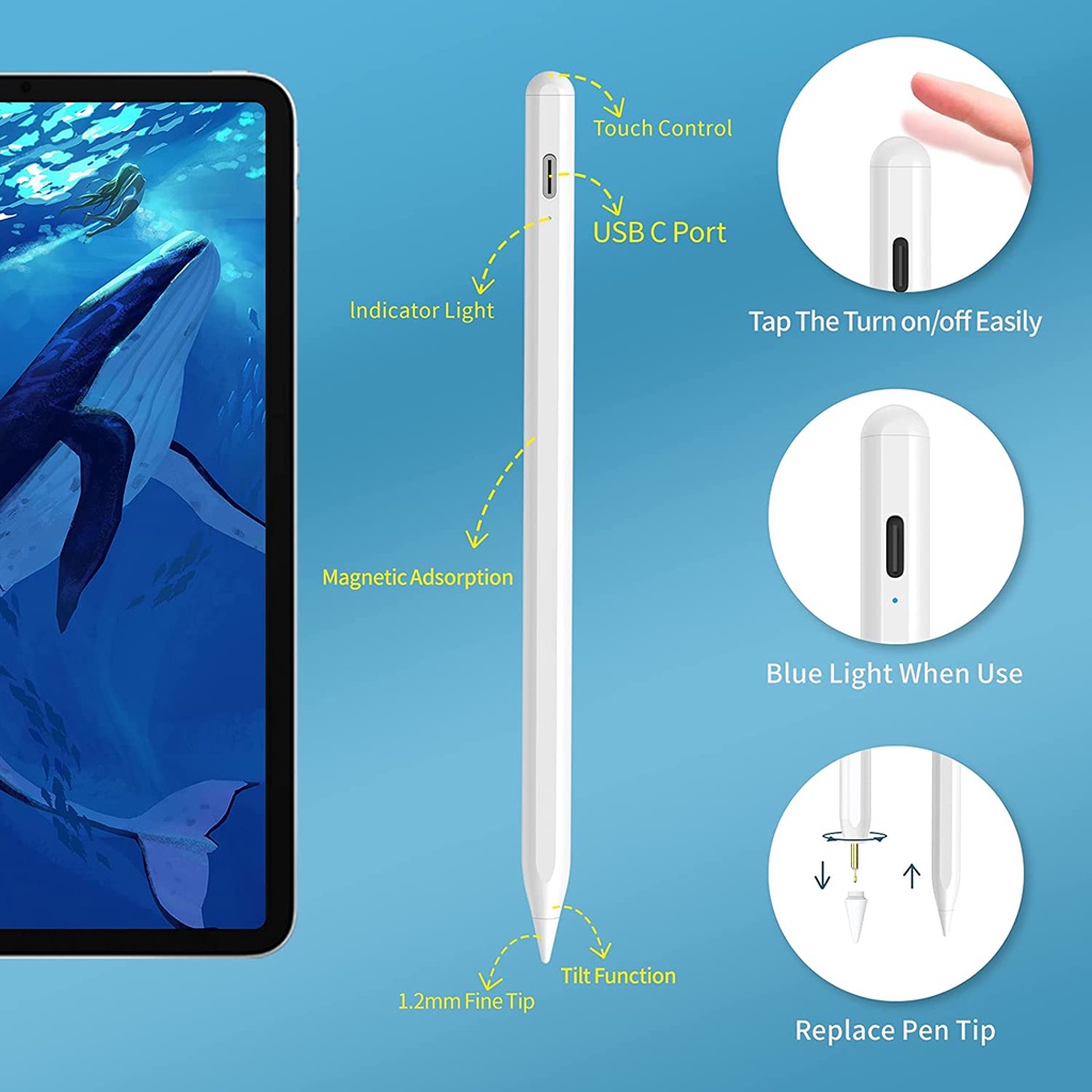 Ốp Máy Tính Bảng Nam Châm Nâng Cấp Chống Cảm Ứng Cho iPad stylus / 2022 2018-2022 pro11 / 12.9 (3-5rd) Air345 / 6-9th / 6 / 5