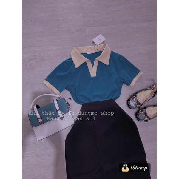 Set cv đen áo zanh dương