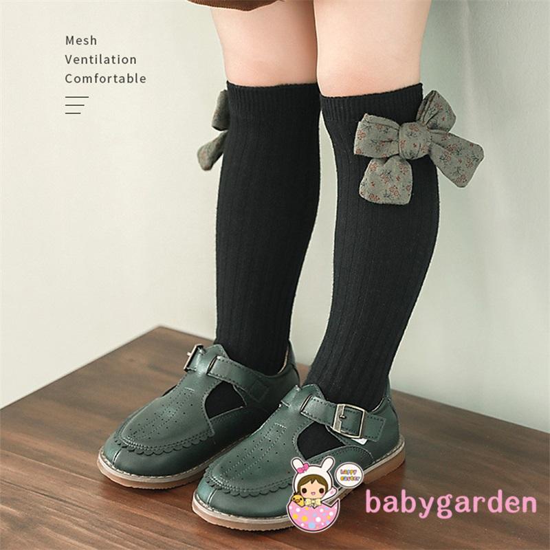 Vớ dệt kim cổ cao chống trượt thoáng khí đính nơ hoạt hình cho bé gái