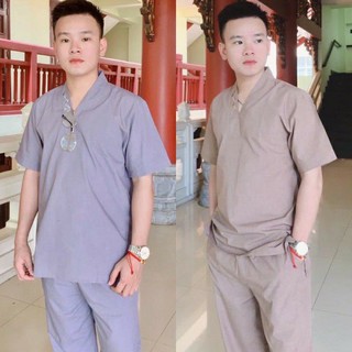 Đồ lam đi chùa # nam cổ trụ thêu chữ tâm
