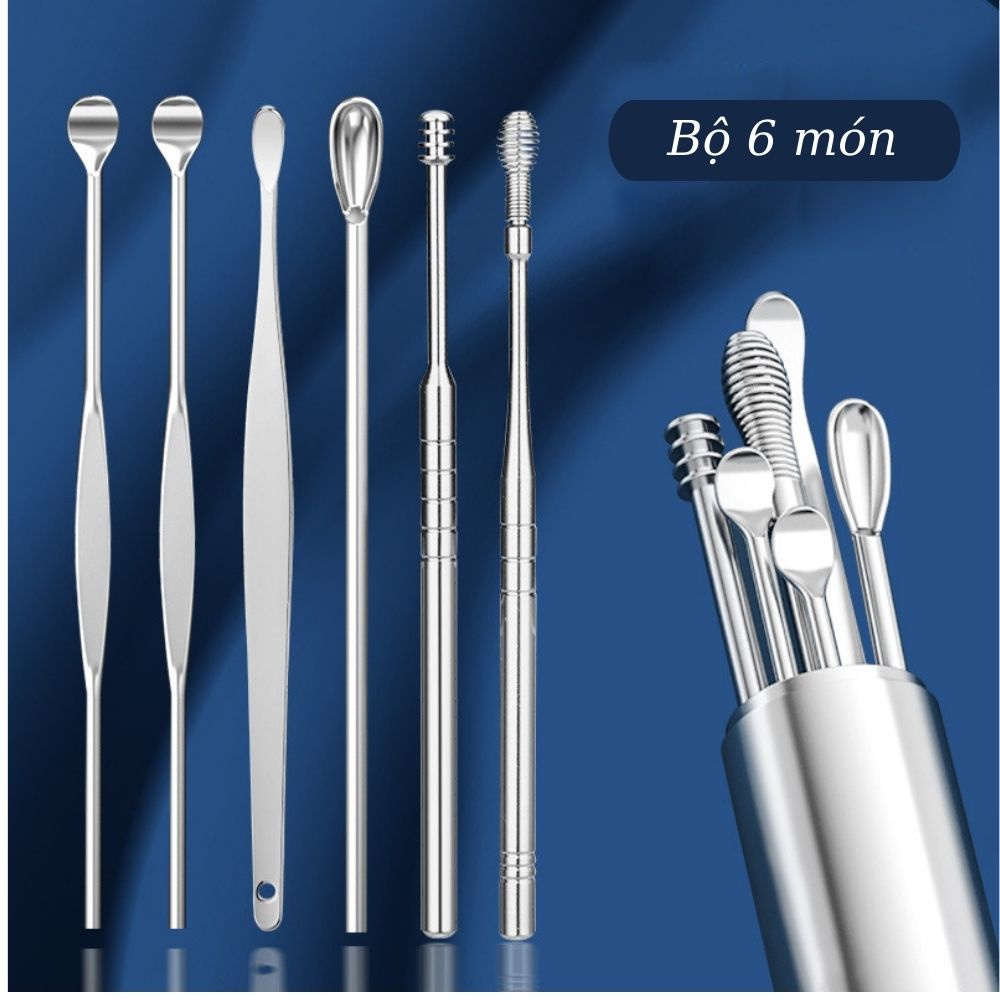 Bộ lấy ráy tai bằng thép không gỉ, bộ dụng cụ vệ sinh tai móc chìa khoá tiện lợi - B7M